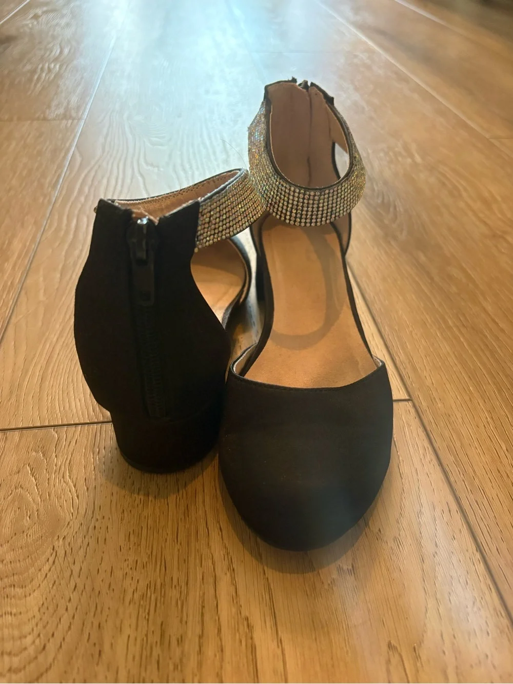 Mix No. 6 Black Girls' Dress Flats with Rhinestone Ankle Strap
